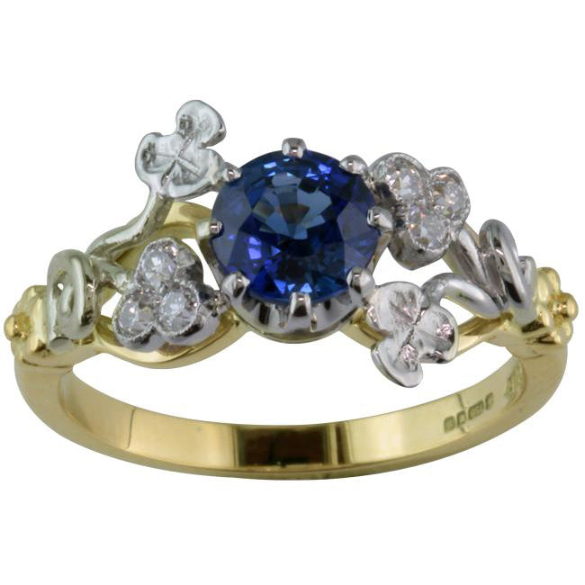 Vintage Floral Sapphire and Diamond Ring