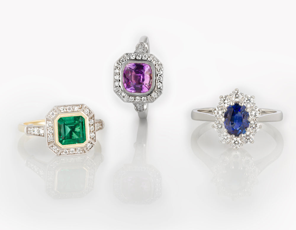 Edwardian Style Diamond Cluster Rings, Sapphire and Emerald Cluster ...