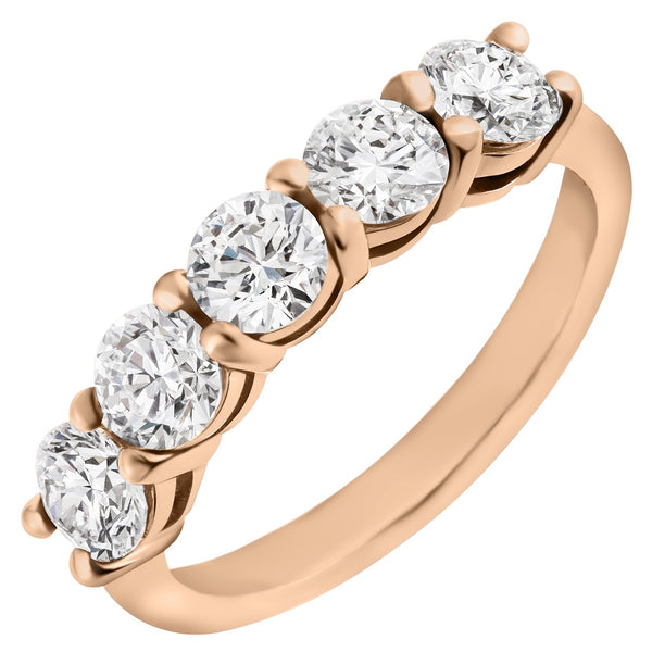 18ct rose gold and diamond five stone ring