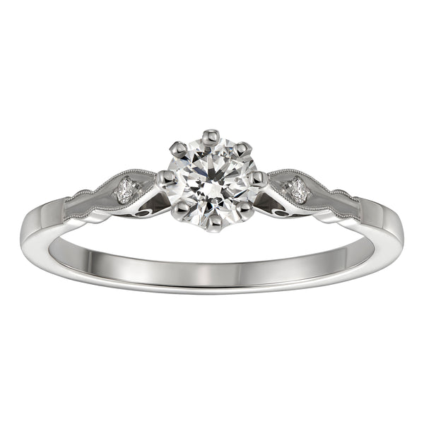 Early Art Deco Style Engagement Ring with Curved Diamond Shoulders