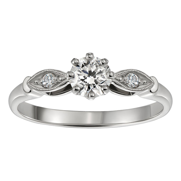 Art Deco Style Diamond Ring with Curved Diamond-Set Shoulders in Platinum