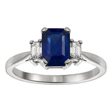 Emerald Cut Sapphire with Diamond Platinum Ring