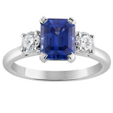 Blue Sapphire with Diamonds in a Platinum Ring