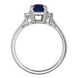 Emerald Cut Sapphire with Diamonds set in Platinum Engagement Ring 