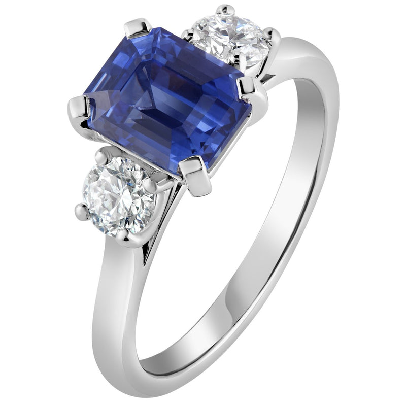 Emerald Cut Sapphire in Platinum Engagement Ring