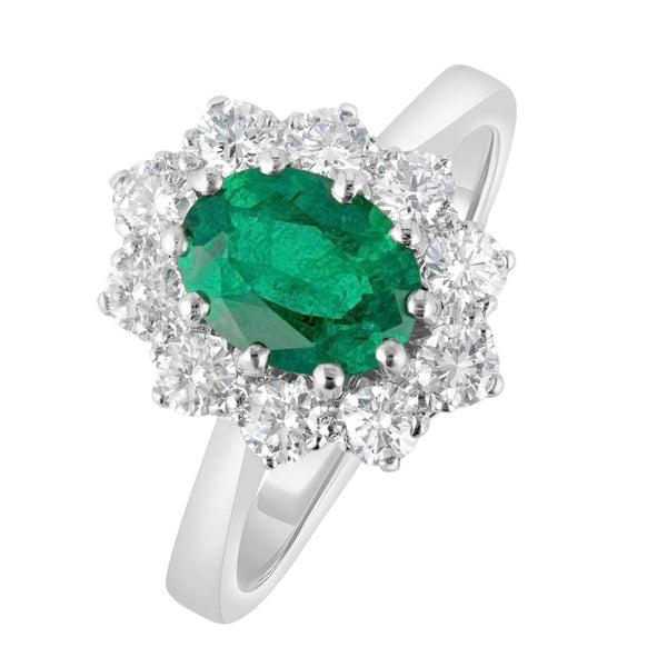 Emerald and Diamond Platinum Engagement Ring