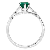 Oval Emerald Cluster Platinum Ring