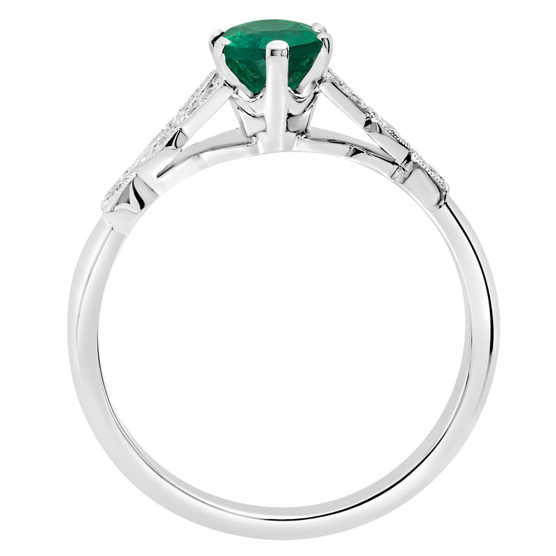 Oval Emerald Cluster Platinum Ring