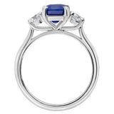 Platinum Engagement Ring set with Sapphire and Diamonds