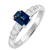 Platinum Sapphire and Diamond Ring inspired the the Vintage Art Deco era