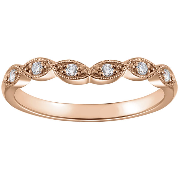 Rose gold scalloped diamond wedding ring