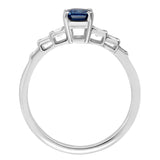 Sapphire and Diamond Platinum Engagement Ring