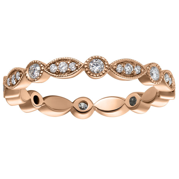 Scalloped diamond eternity ring in rose gold