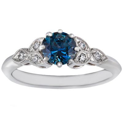 Teal sapphire engagement ring