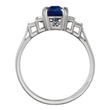 Vintage five stone sapphire ring with diamond baguettes