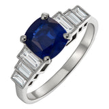 Vintage Inspired Sapphire and Diamond Platinum Ring