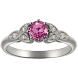 Vintage pink sapphire engagement ring in platinum Hatton Garden