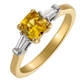 Vintage yellow sapphire and diamond ring in platinum and yellow gold