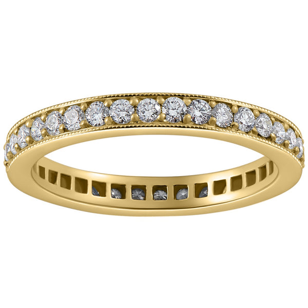 Yellow gold full diamond wedding ring and eternity ring