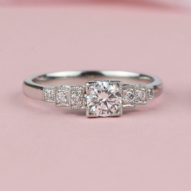 Unusual Round Diamond Ring with Square Central Design – The London ...