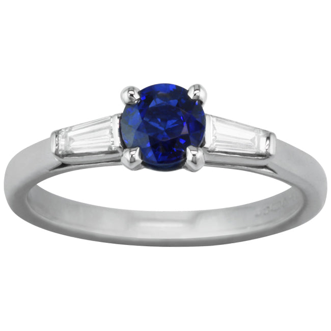 Sapphire Engagement Ring with Tapered Baguette Diamonds – The London ...