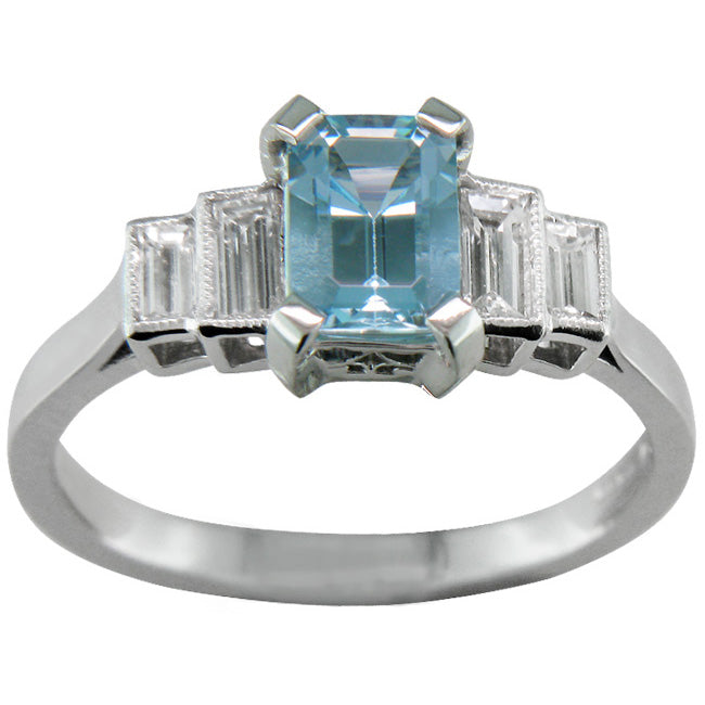 Aquamarine and Diamond Ring in the Art Deco Style – The London ...