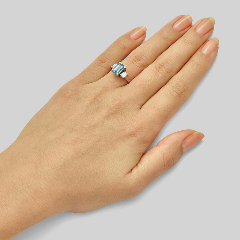 Aquamarine Engagement Infinity Pave Ring | Temple & Grace AU