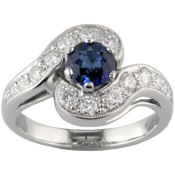 Diamond ring with sapphire on sale underneath