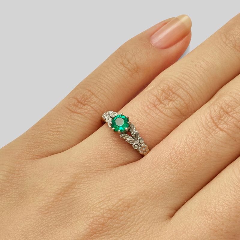 Antique Diamond & Colombia No-Oil Emerald Trilogy Ring, GIA – Jewels by  Grace