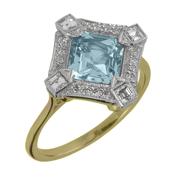 Art deco Engagement Diamond Yellow Gold Ring 0.32 carat-Women