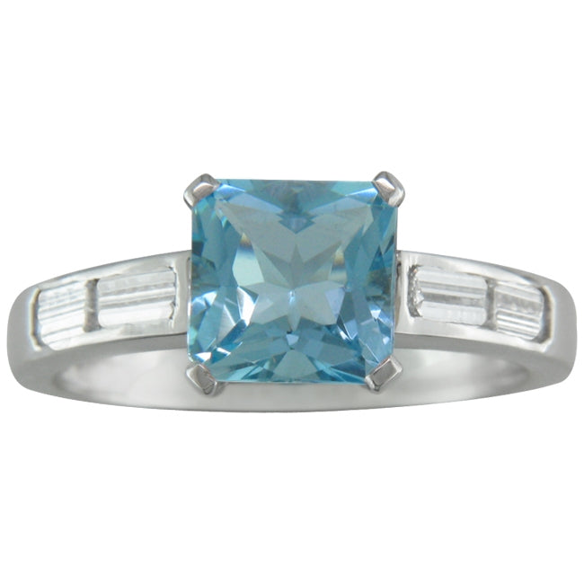 Unusual Aquamarine and Diamond Ring in Platinum | London Victorian Ring ...