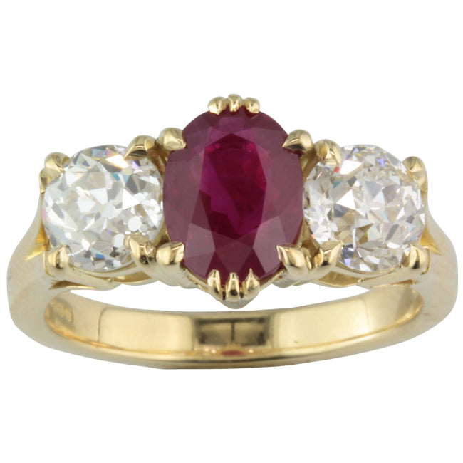 Bespoke Ruby and Old Cut Diamond Ring in Gold – The London Victorian ...