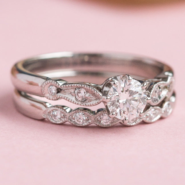 Scalloped Diamond And Platinum Wedding Ring 