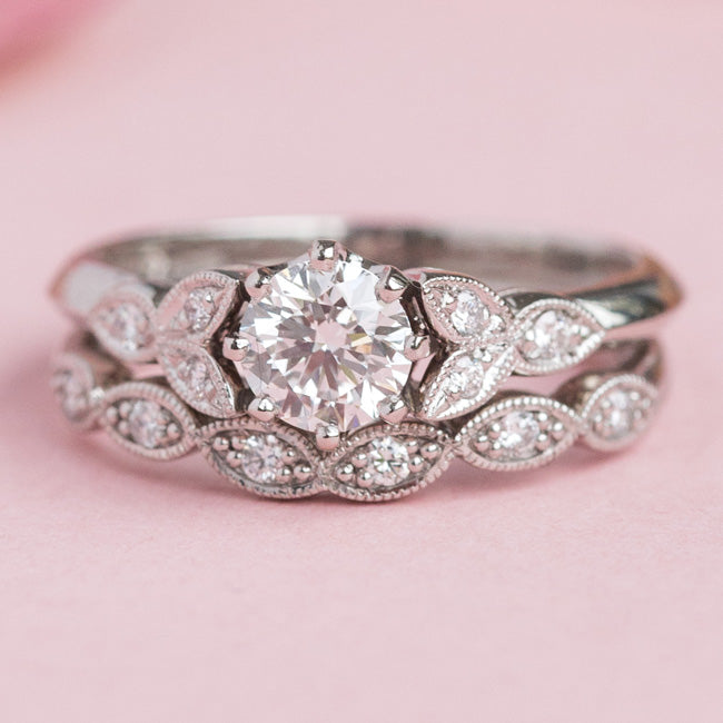 Floral Engagement Ring with Diamonds | London Victorian Ring Co UK ...