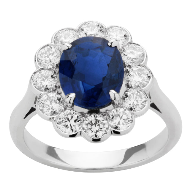 Bespoke Oval Sapphire & Diamond Cluster Ring | London Victorian Ring ...