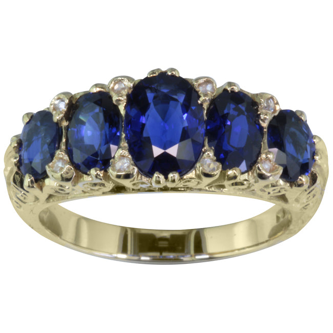 Sapphire Five Stone Victorian Dress Ring or Engagement Ring | London ...