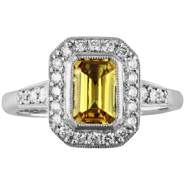 Yellow Sapphire Halo Engagement Ring | London Victorian Ring – The ...